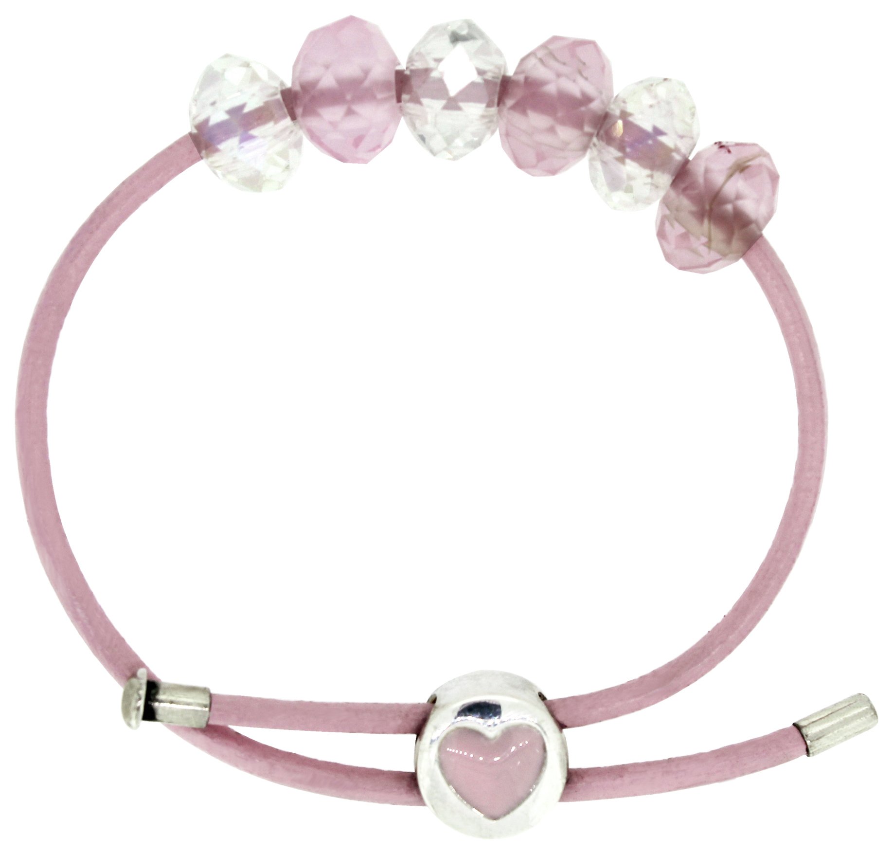 Miss Glitter S.Silver Kids Heart Clasp Made Up Pink Bracelet