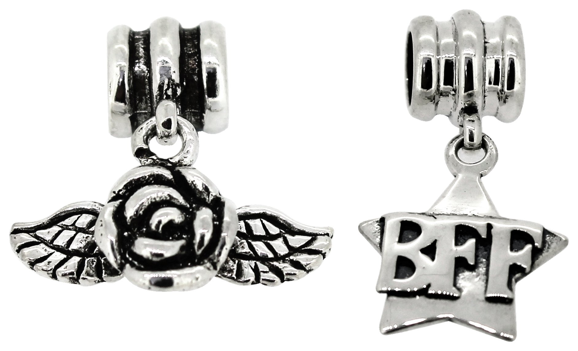 Miss Glitter S.Silver Kids BFF and Rose Drop Charms - 2.