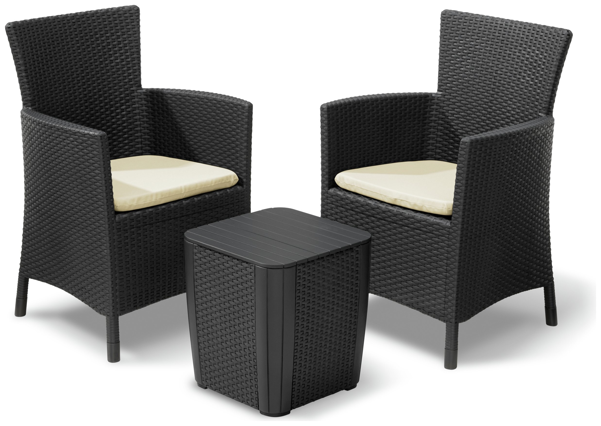 Keter Iowa 2 Seater Rattan Effect Bistro Set with Storage