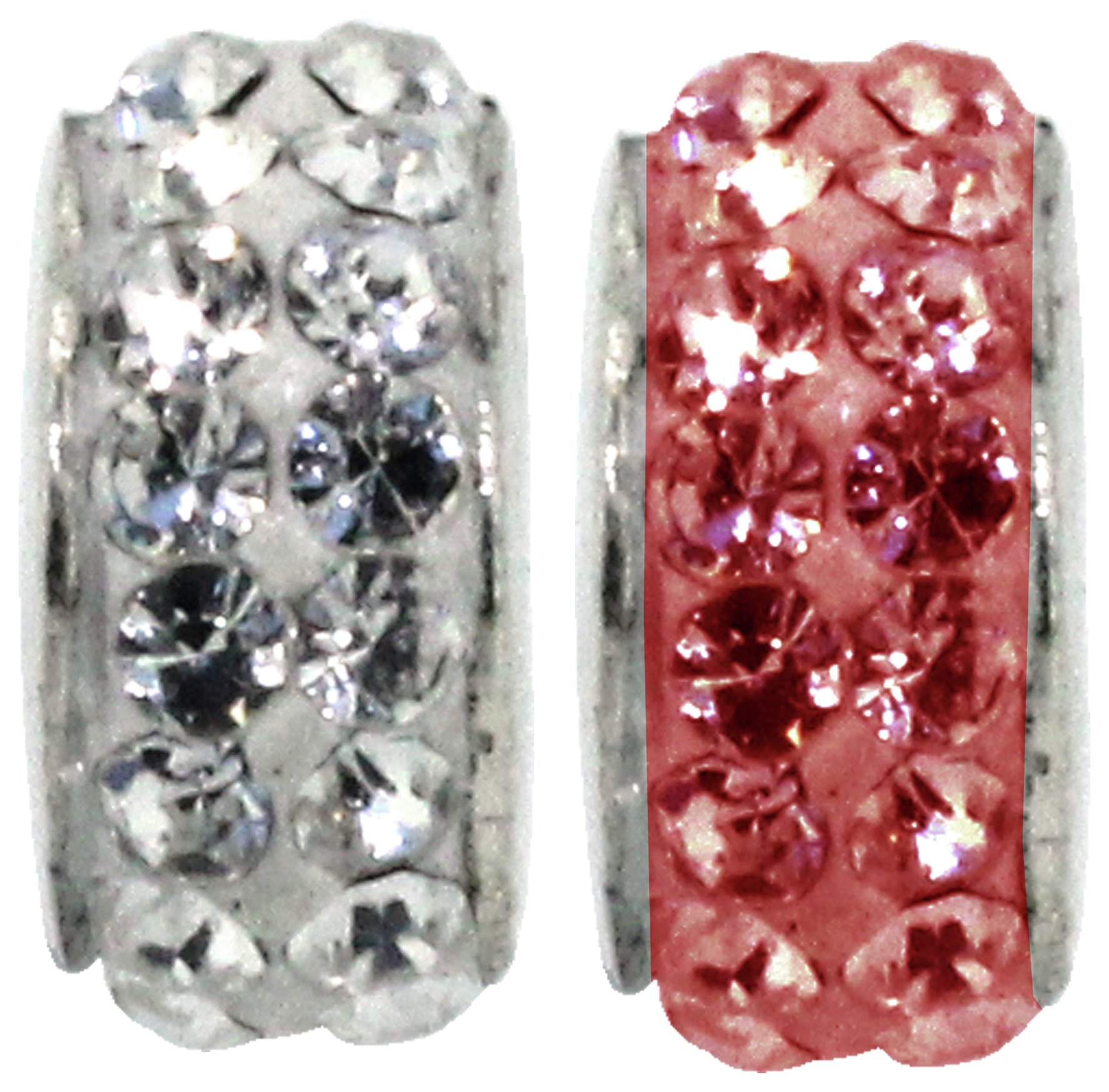 Miss Glitter S.Silver Kids Stone Set Clear and Red Charms.