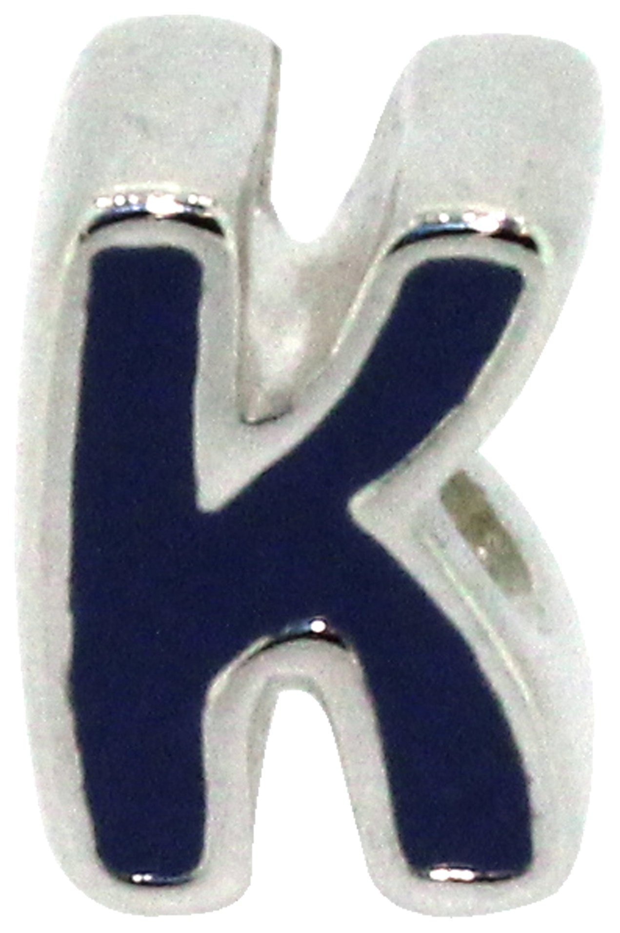 Miss Glitter Sterling Silver Kids Enamel Letter Charm - K.