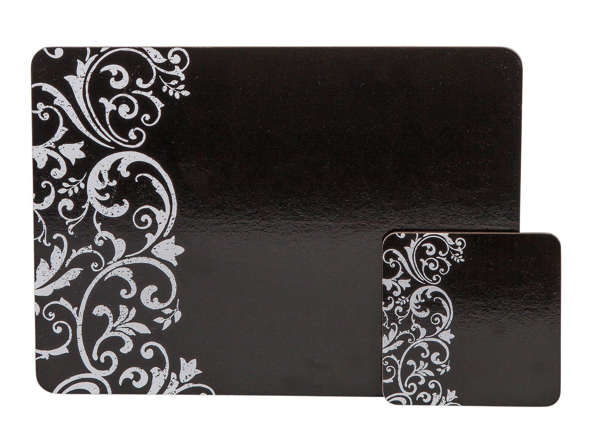 Argos Home Damask Set of 4 Placemats and Coasters - Black