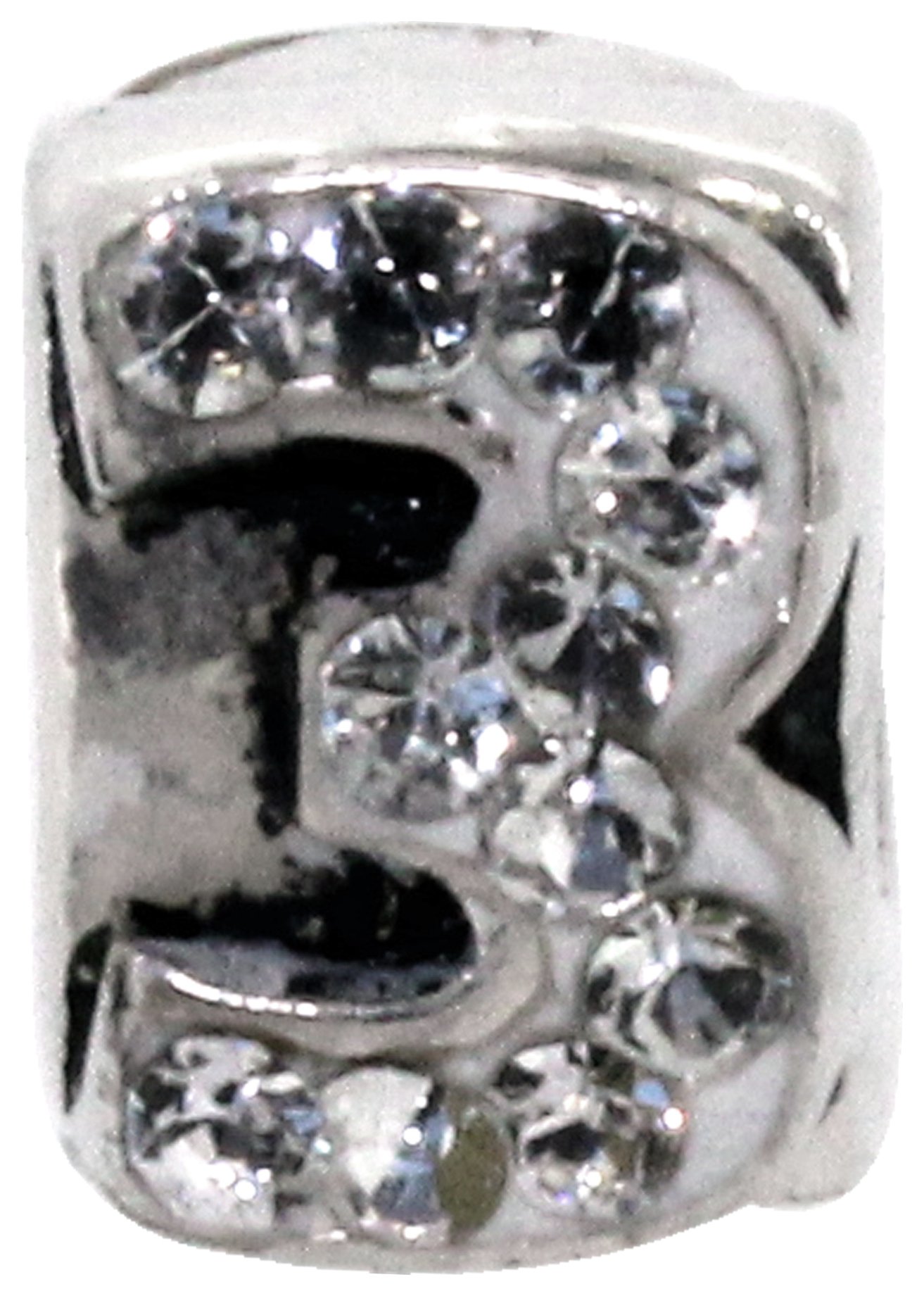 Miss Glitter Sterling Silver Kids Stone Set Number Charm - 3