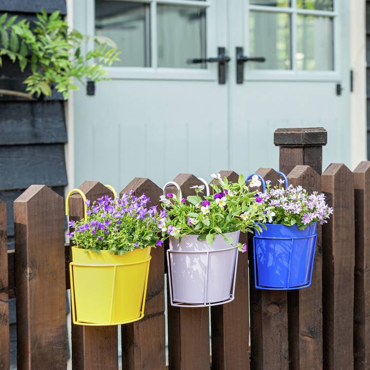 Home 16cm Balcony Metal Planter - Set of 3 0