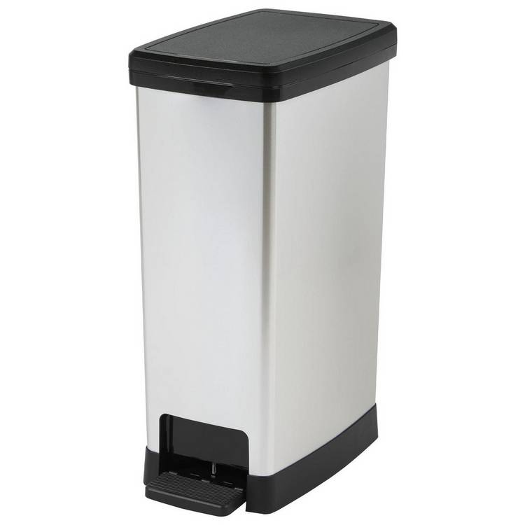 Moda 40 Litre Slim Pedal Bin - Silver 0