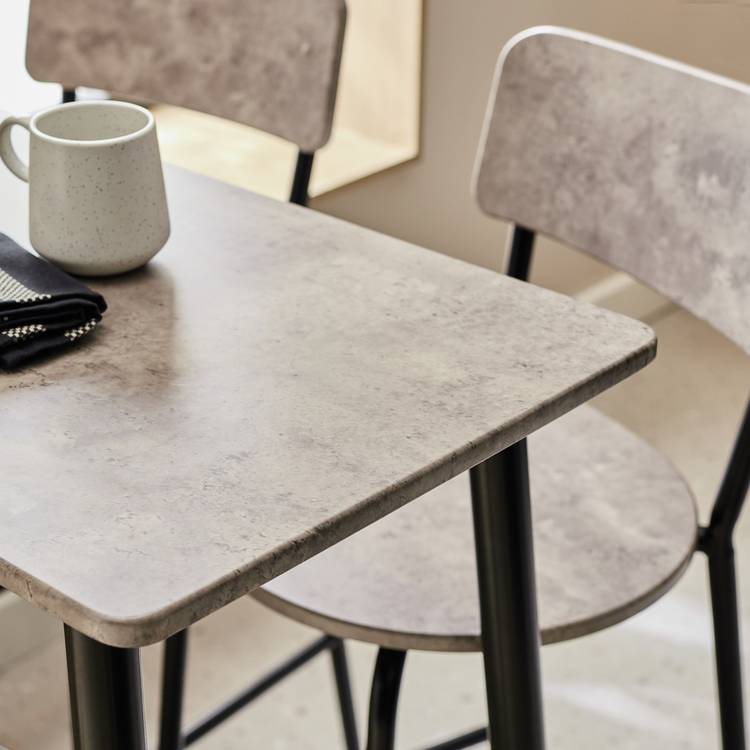Argos Home Crowe Grey Dining Table & 2 Grey Stools 0