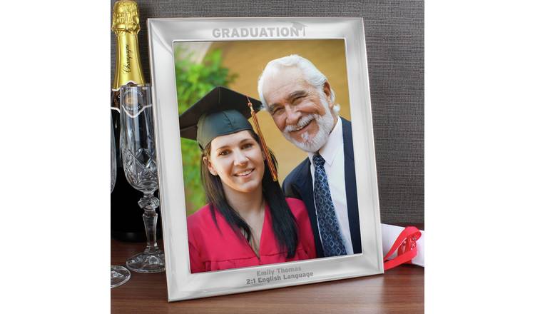 Personalised Message Graduation Photo Frame -Silver -21x25cm