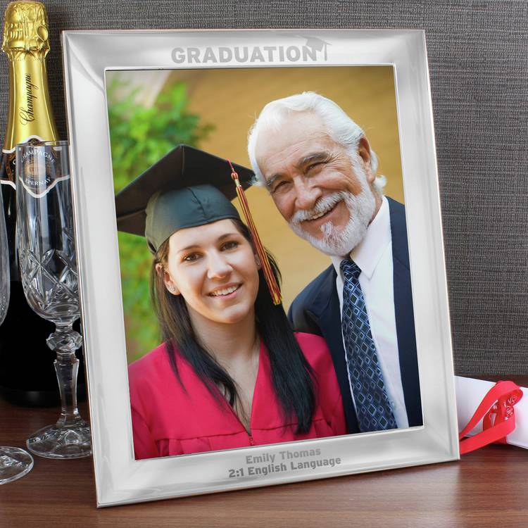 Personalised Message Graduation Photo Frame -Silver -21x25cm 0
