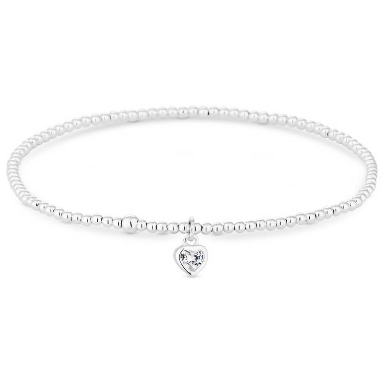 Simply Silver Sterling Silver 925 Heart Stretch Bracelet 0