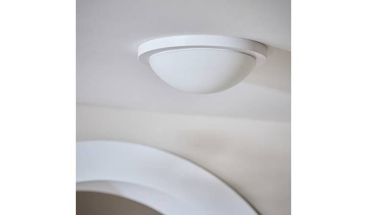 Habitat Opal Glass Flat Bathroom Flush Ceiling Light- White