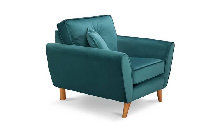 Buy Habitat Isla Velvet Armchair - Teal | Armchairs and chairs | Argos