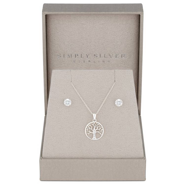 Simply Silver Sterling Silver Tree Of Life Jewellery Set 0