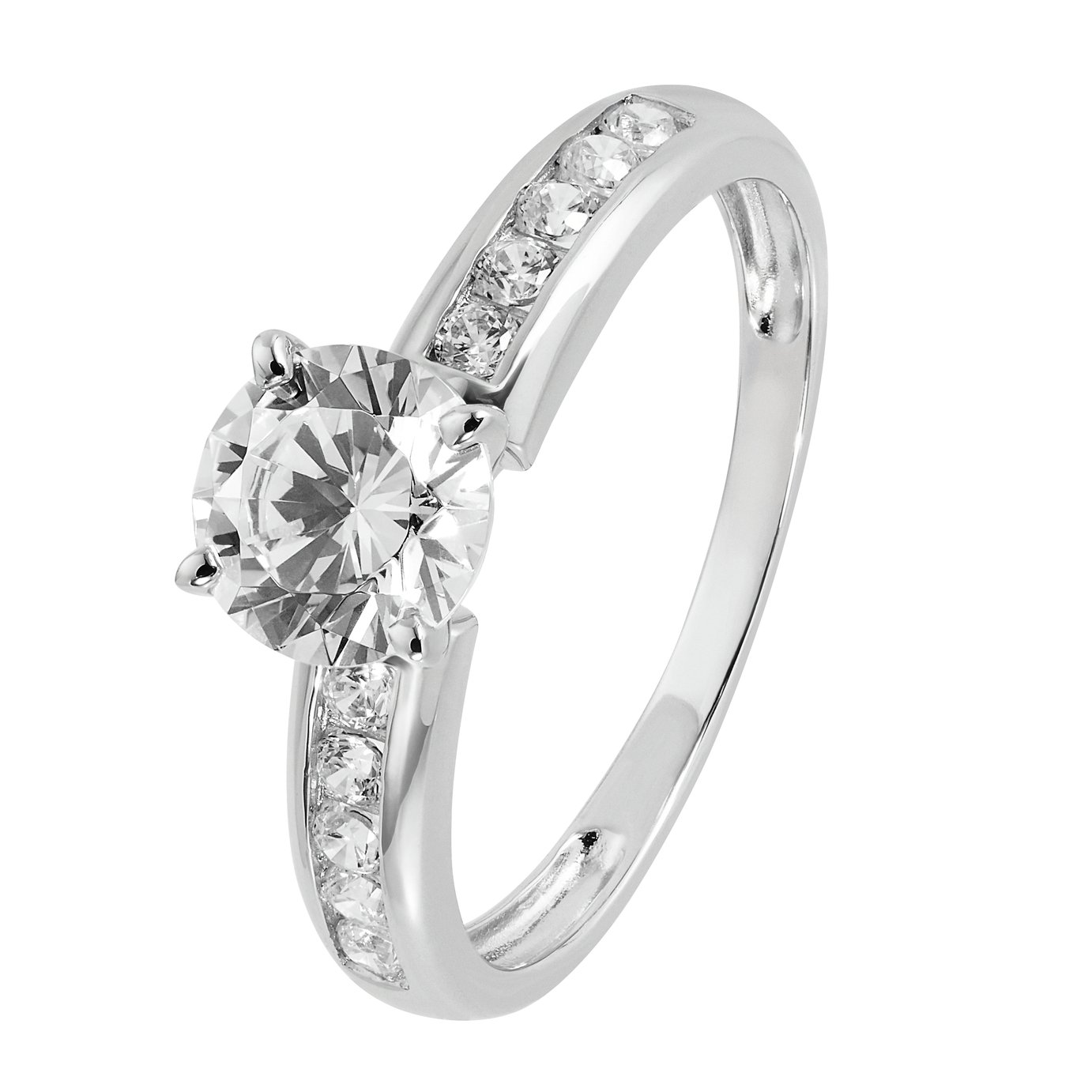 Revere 9ct White Gold Cubic Zirconia Engagement Ring - M