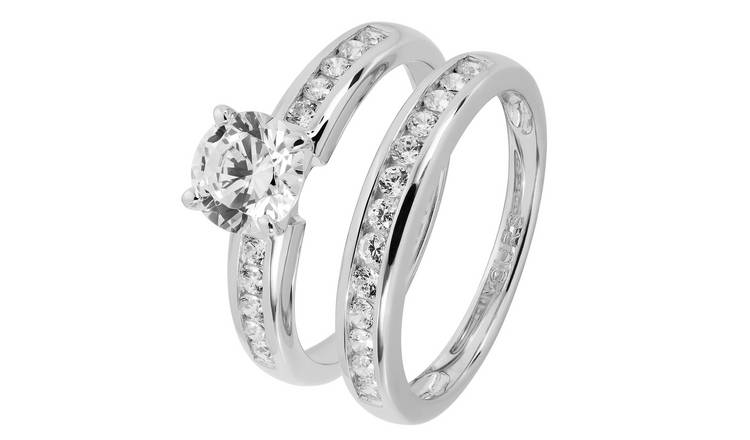 Revere Sterling Silver Cubic Zirconia Engagement Ring - Q
