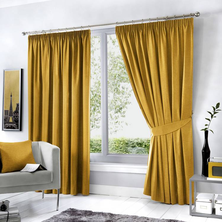 Fusion Dijon Blackout Thermal Lined Curtains - Ochre 0