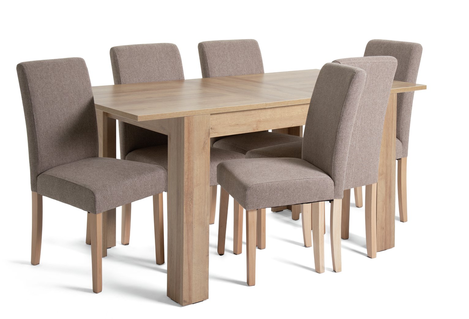 Argos Home Miami 4-6 Seater Extending Table & 6 Brown Chairs