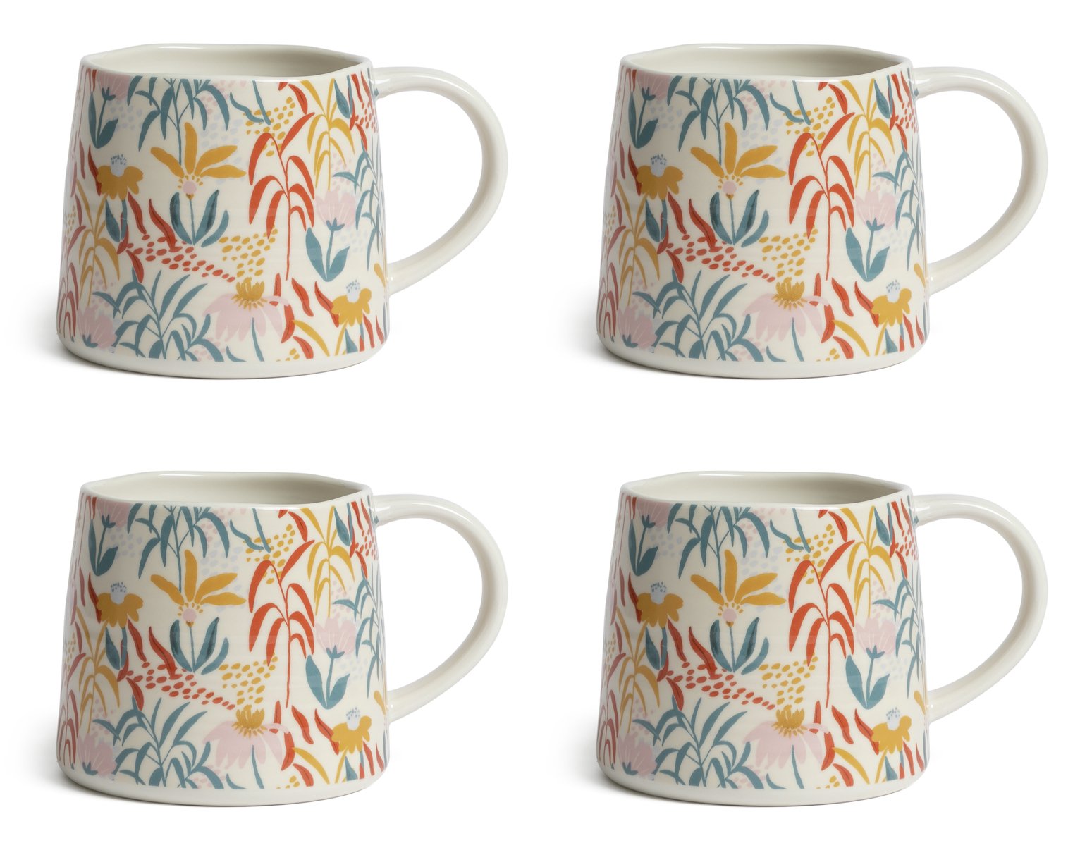 Habitat Floral Ripple Set of 4 Mugs