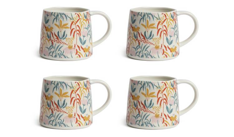 Buy Habitat Floral Ripple Set of 4 Mugs | Mugs and cups | Habitat