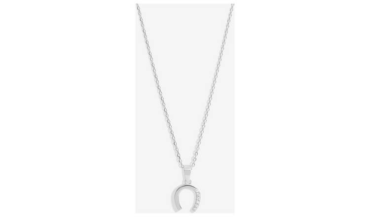 Simply Silver Sterling 925 Cubic Zirconia Horseshoe Pendant