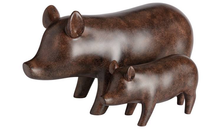 Habitat Metal Effect Pig Family Ornament