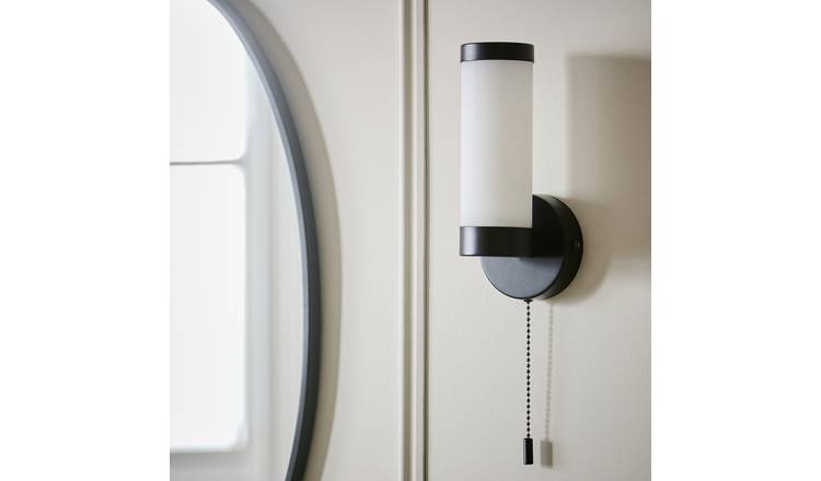 Habitat Opal Glass Bathroom Wall Light - Black