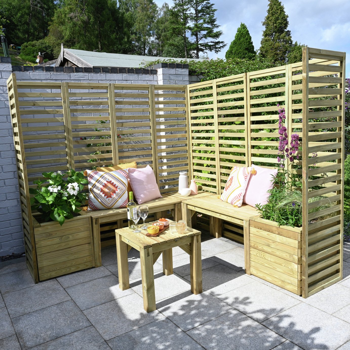 Forest Garden 4 Seater Wooden Garden Patio Set - Natural