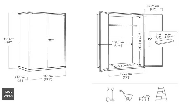 Keter Signature 1400L Vertical Storage Shed - Oak