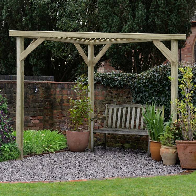 Forest Garden Slatted Corner Pergola 0