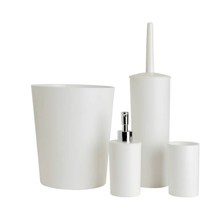 Home Essentials 4 Piece Bin and Accessory Set - White 0