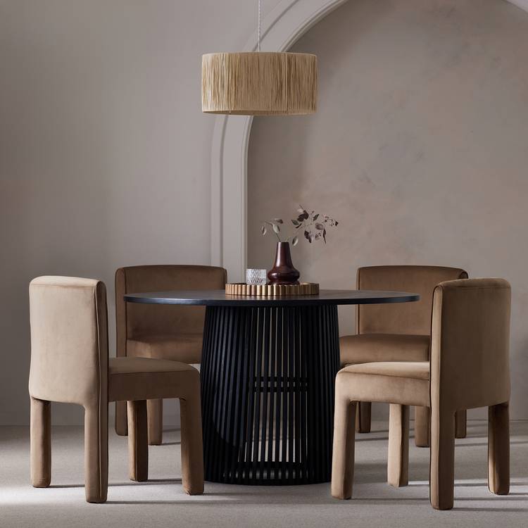 Habitat Jericho Black Dining Table & 4 Natural Chairs 0
