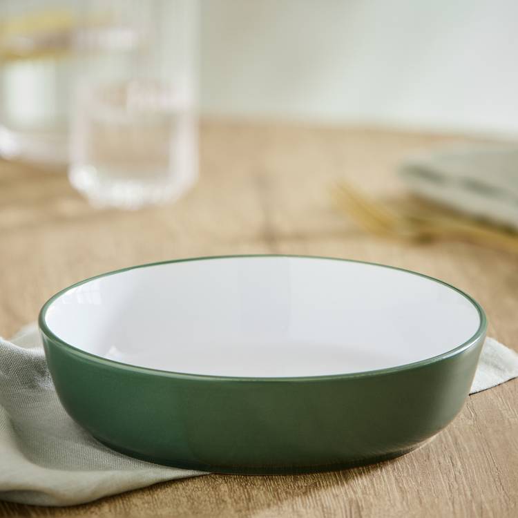 Habitat Two Tone 4 Piece Stoneware Pasta Bowls-Green & White 0