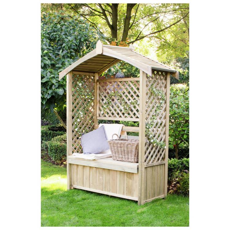 Forest Garden Lyon 2 Seater Wooden Garden Arbour -  Natural 0