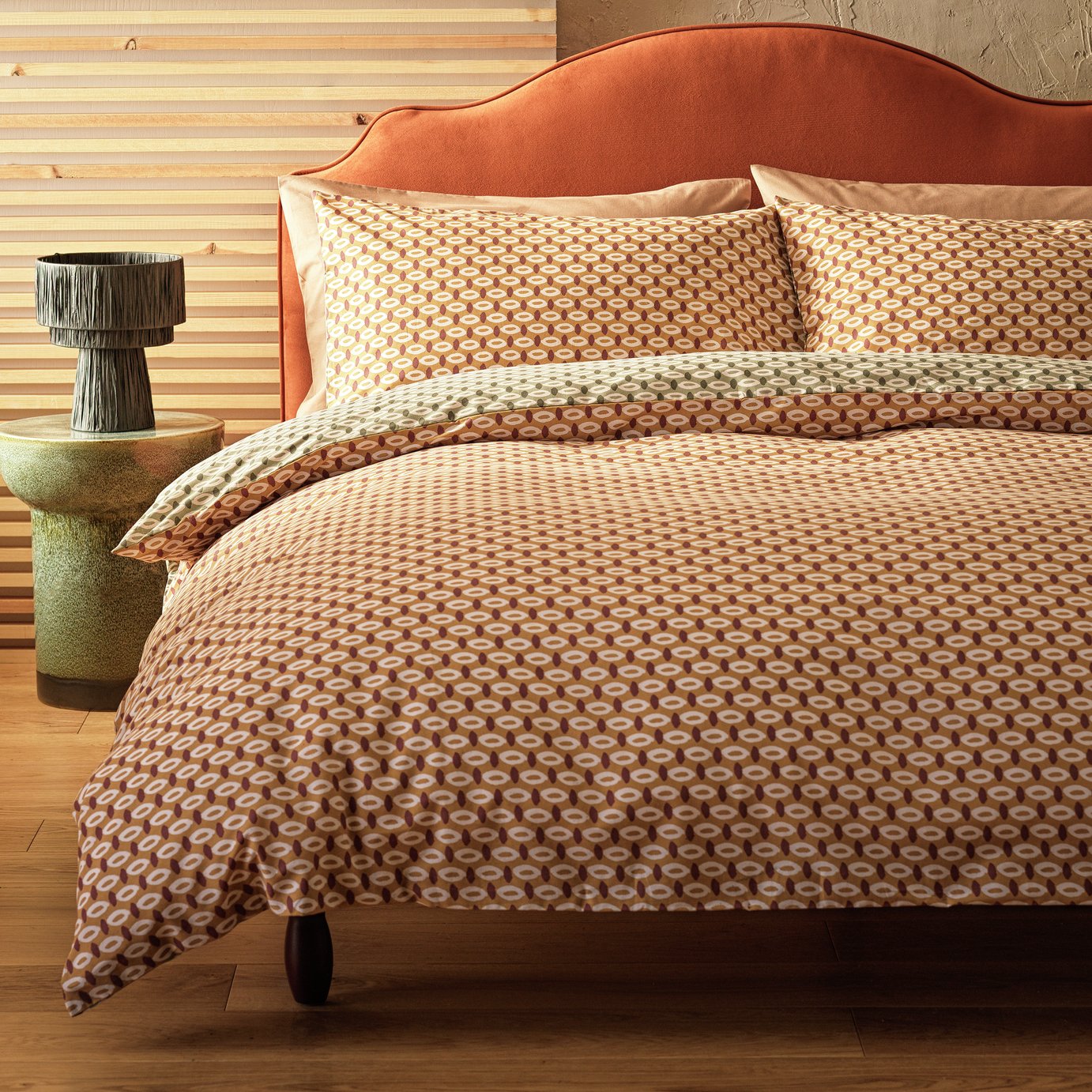 Habitat Oval Mini Print Orange Bedding Set - Double
