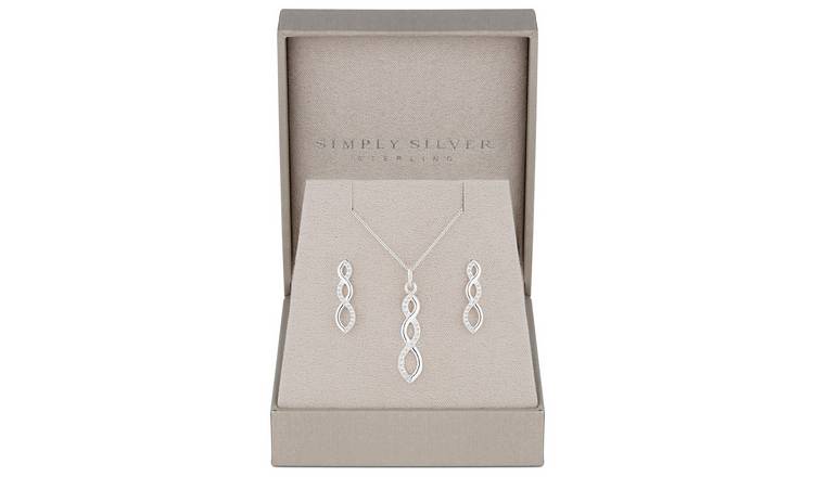 Simply Silver Sterling Silver 925 Double Infinity Set