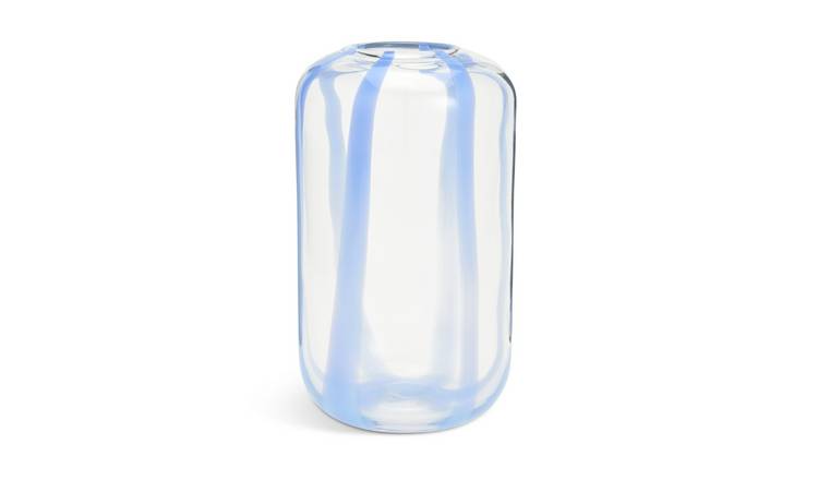 Habitat Art Glass Stripe Vase - Blue