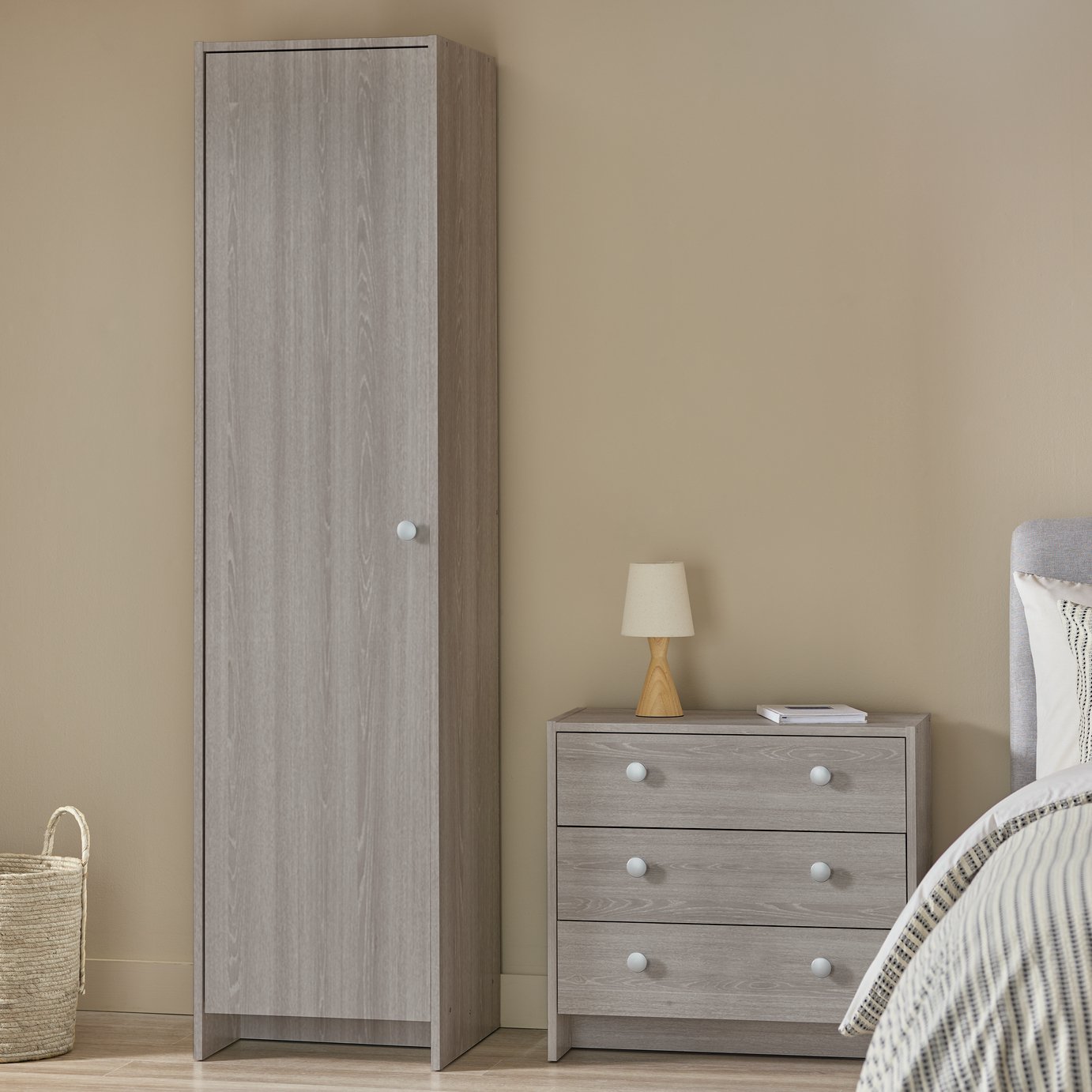 Argos Home Seville 1 Door Wardrobe - Grey & Oak