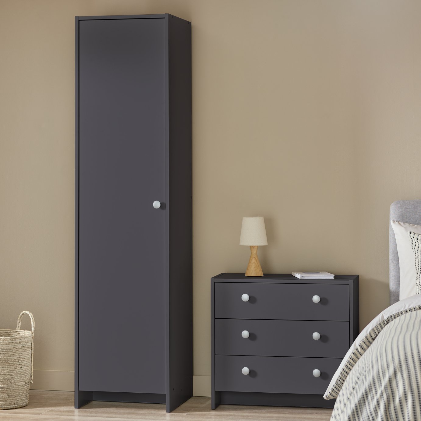 Argos Home Seville 1 Door Wardrobe - Anthracite