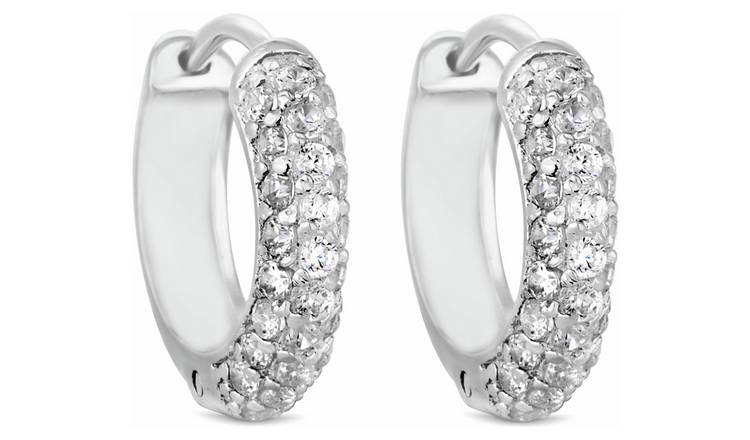 Simply Silver Sterling Silver 925 cubic zirconia Mini Hoop 