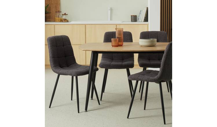 Argos Home Cobin Pair of Boucle Dining Chairs - Charcoal