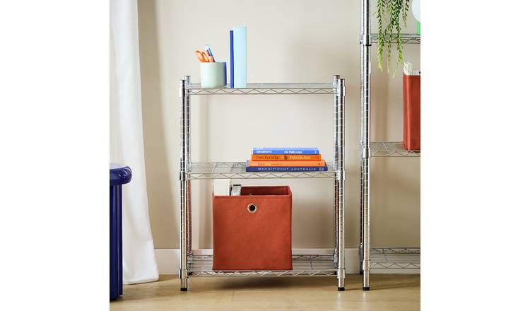 Argos Home Metal 3 Tier Shelving Unit - Chrome