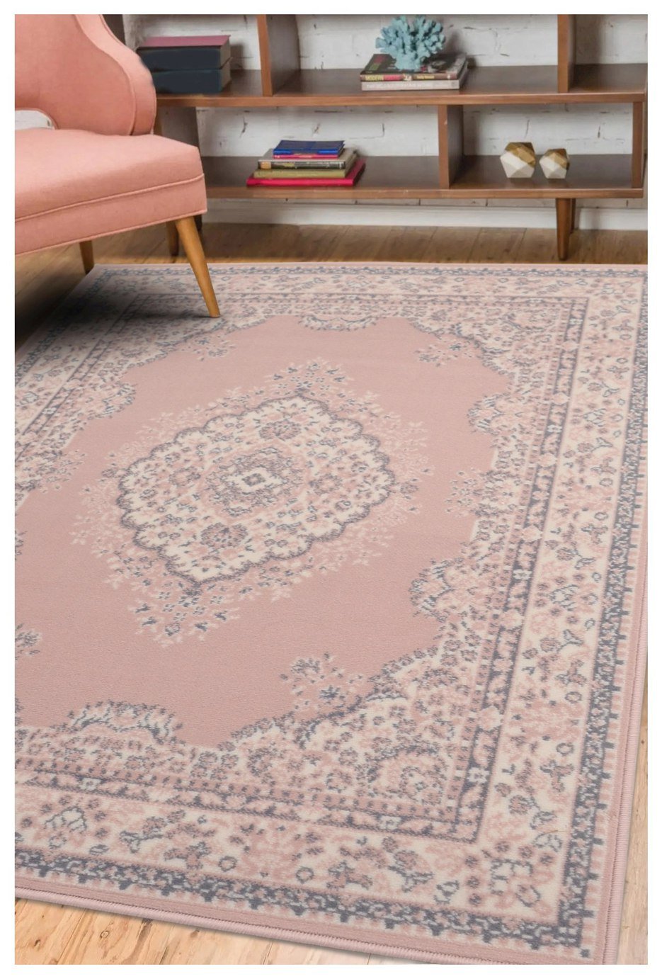 Homemaker Bukhura Traditional Blush Cut Pile Rug - 290x200cm