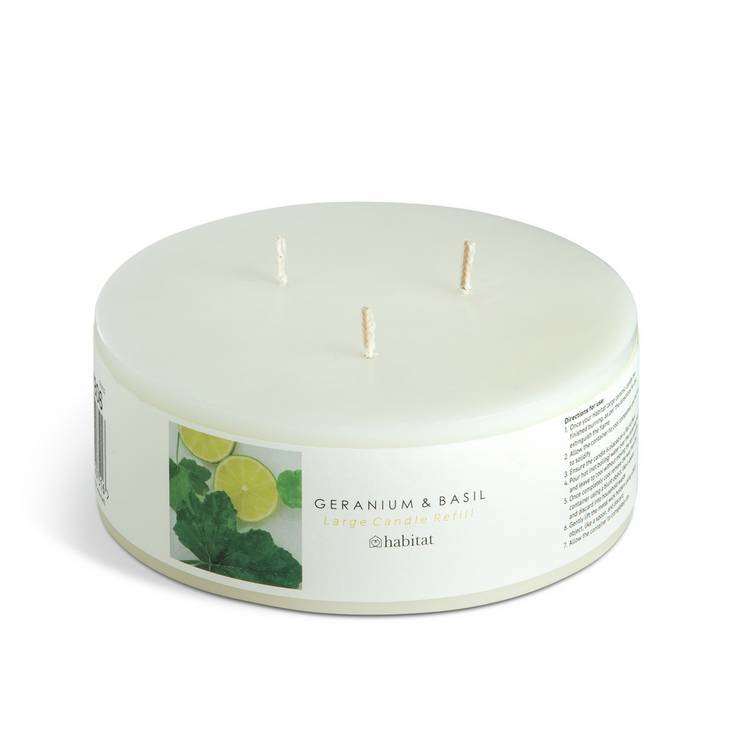 Habitat Large Candle Wax Refill - Geranium & Basil 0