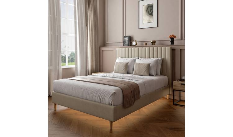 XR Living Maisie Kingsize Fabric LED Bed Frame - Cream