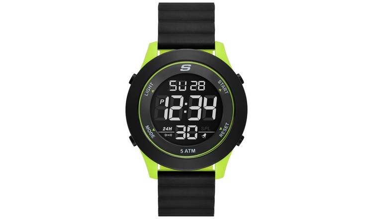 Skechers Magnetic Band Black & Green Silicone Strap Watch