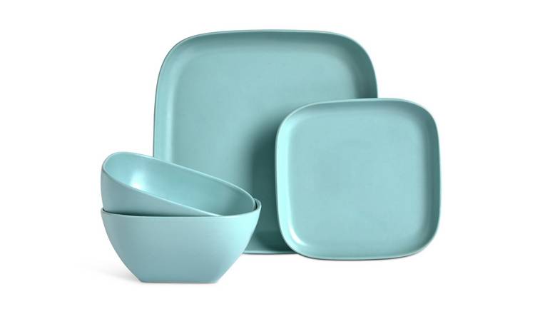 Habitat 12 Piece Stoneware Dinner Set - Matte DuckEgg