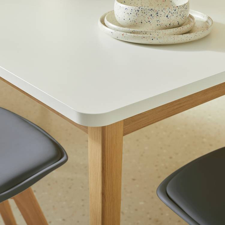 Habitat Sylas Extending White Dining Table & 6 Grey Chairs 0