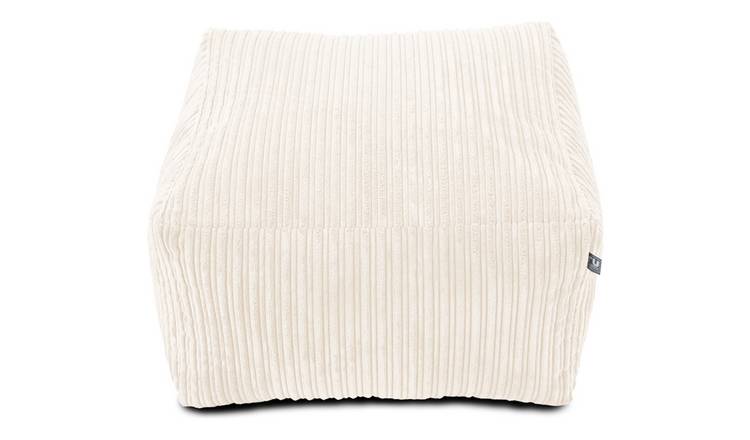 rucomfy Fabric Jumbo Cord Footstool - Ivory