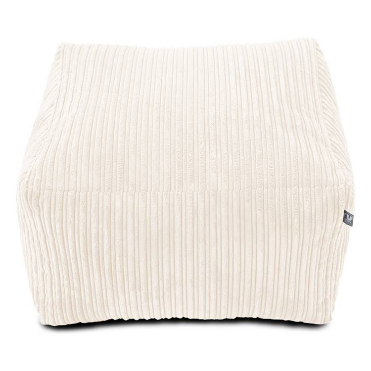 rucomfy Fabric Jumbo Cord Footstool - Ivory 0
