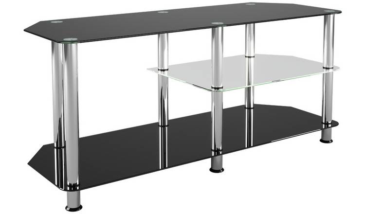 AVF SDC1140-5 Up to 55 Inch Glass TV Stand - Black & Chrome