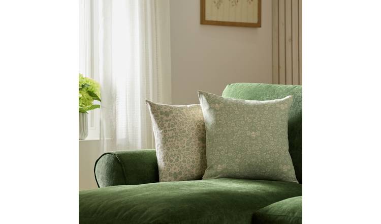 Argos Home Bee 2 Pack Cushion Cover - Sage - 43x43cm